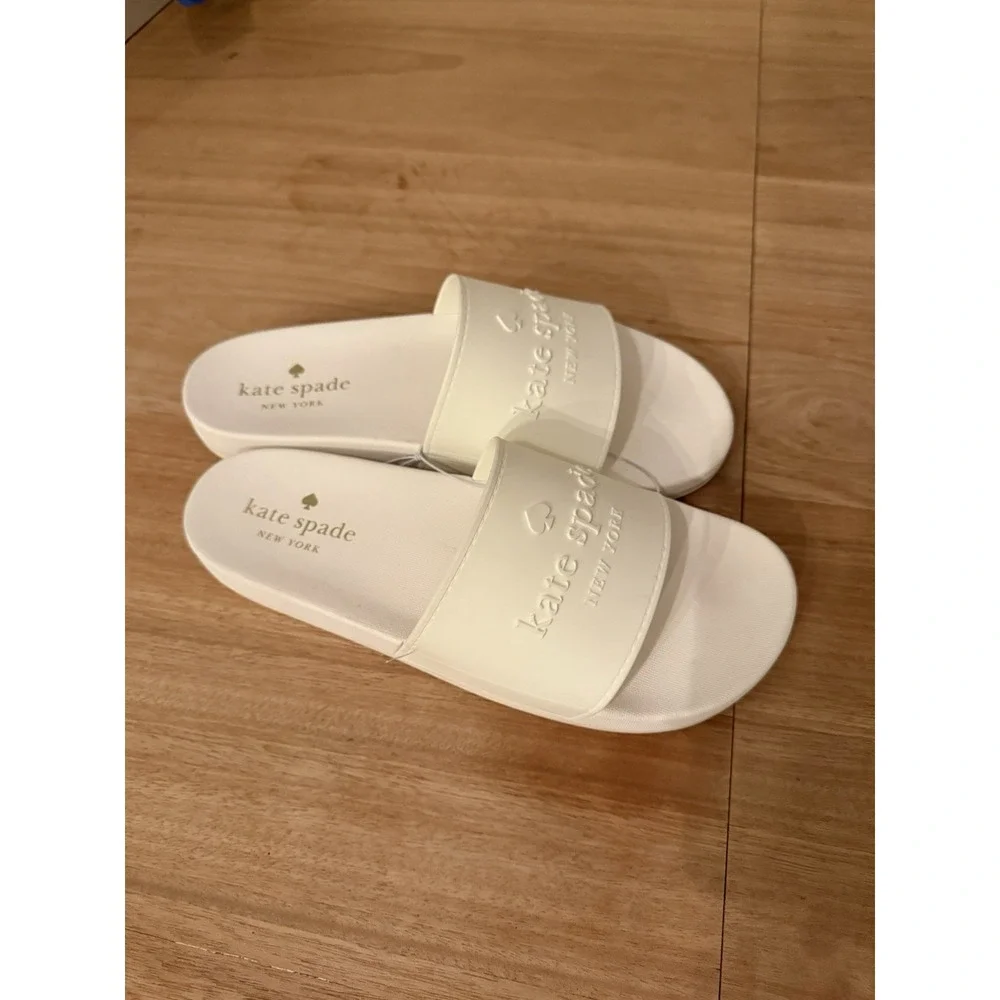 Kate Spade New York White Logo Slide Sandals‎ Size 11 Women's